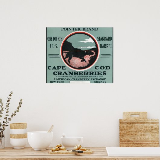 Poster Cape Cod Pointer Marque Cranberry Étiquette (Cuisine)