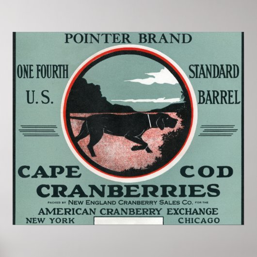 Poster Cape Cod Pointer Marque Cranberry Étiquette (Devant)