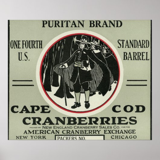 Poster Cape Cod Puritan Marque Cranberry Étiquette (Devant)