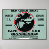 Poster Cape Cod Red Cedar Marque Cranberry Étiquette (Devant)