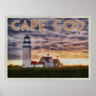 Poster Cape Cod Vous Accueille Vintage voyage