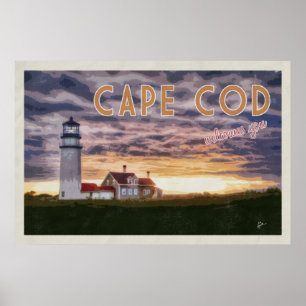 Poster Cape Cod Vous Accueille Vintage voyage
