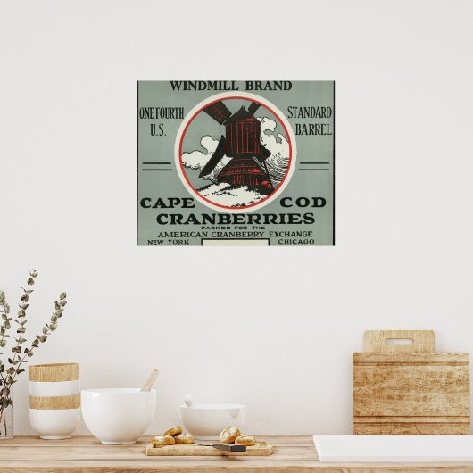Poster Cape Cod Windmill Marque Cranberry Étiquette (Cuisine)