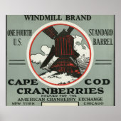 Poster Cape Cod Windmill Marque Cranberry Étiquette (Devant)