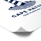 Poster Cape Hatteras Lighthouse – Nautical Blue & White (Coin)