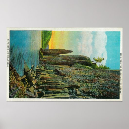 Poster Cape Horn et Cigar Rock sur Columbia River (Devant)