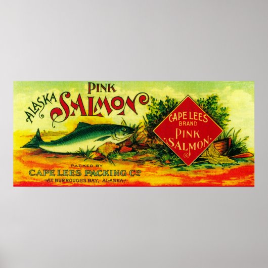 Poster Cape Lees Saumon Can Label Burroughs Bay, AK (Devant)