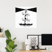 Poster Cape Lookout Lighthouse noir et blanc (Bureau à domicile)