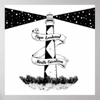 Cape Lookout Lighthouse noir et blanc