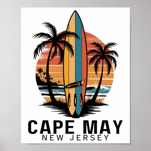 Poster Cape May Point State Park New Jersey Surfant Planc (Devant)