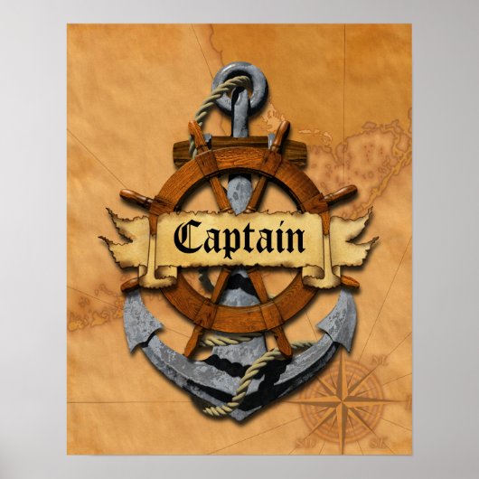 Poster Capitaine Ancre Et Roue (Devant)