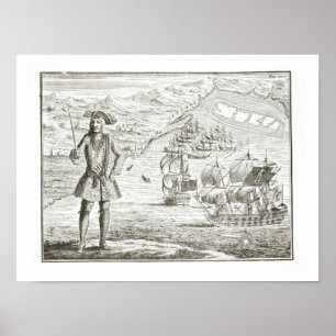 Poster Capitaine Bartholomew Roberts (1682-1722) avec deu