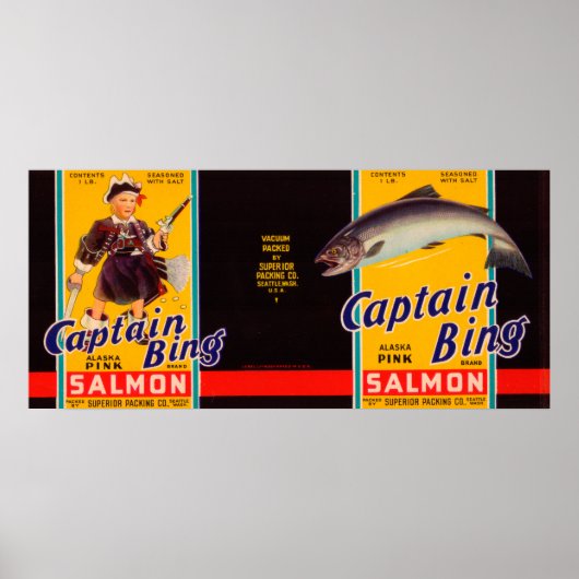 Poster Capitaine Bing Marque Saumon Étiquette - Seattle,  (Devant)