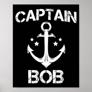 Poster Capitaine Bob drôle anniversaire nom bateau cadeau