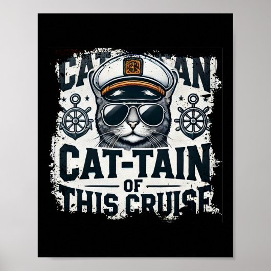 Poster Capitaine Chat-tein de bateau de croisière Kitte d (Devant)