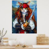 Poster Capitaine Claws de la mer d'Azur | Chat pirate (Cuisine)