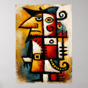 Poster Capitaine Cubiste Primitif Géométrique Abstrait Au