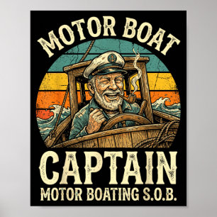 Poster capitaine de bateau à moteur