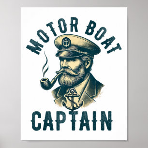 Poster Capitaine de bateau à moteur pour propriétaire de