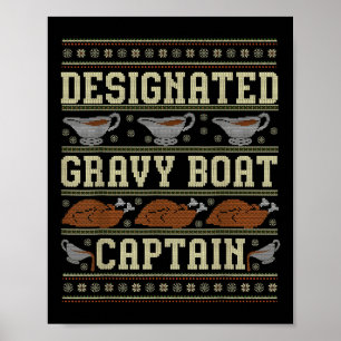 Poster Capitaine de bateau à sauce laid de pull de Thanks