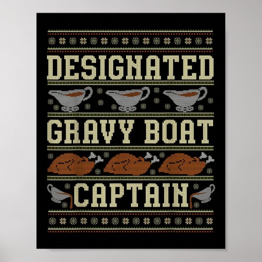 Poster Capitaine de bateau à sauce laid de pull de Thanks (Devant)