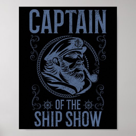 Poster Capitaine de bateau drôle de navigation 1 (Devant)