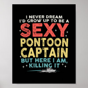 Poster Capitaine de Ponton de Vacances Bateau Vie Lac