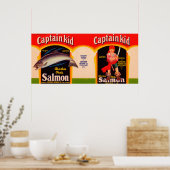 Poster Capitaine Kid Brand Saumon Étiquette - Seattle, WA (Cuisine)