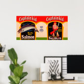 Poster Capitaine Kid Brand Saumon Étiquette - Seattle, WA (Bureau à domicile)