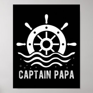 Poster Capitaine Papa Fête des pères nautique Ponton Capi