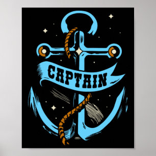 Poster Capitaine skipper amoureux des bateaux propriétair