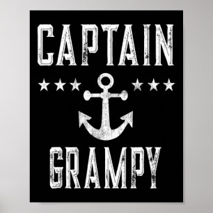 Poster Capitaine vintage Grampy - Croisière En Famille Ou