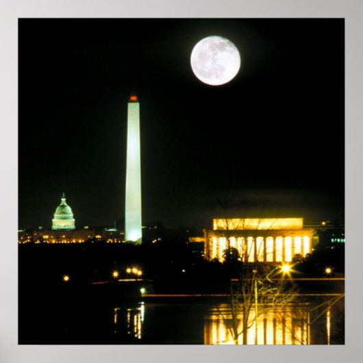 Poster Capitol Building, Lincoln Memorial, Washington (Devant)