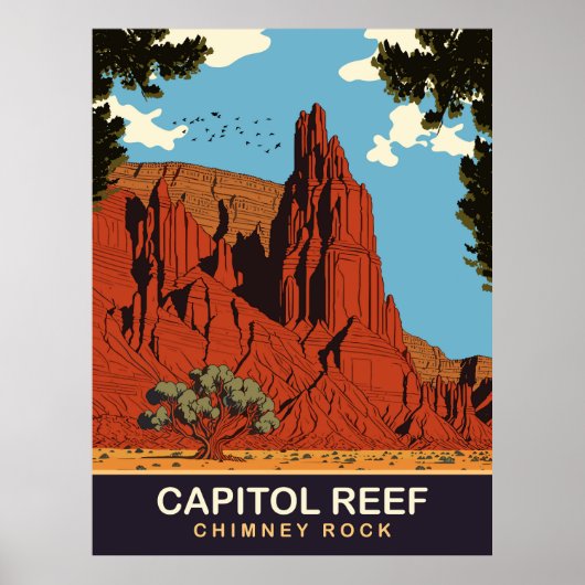 Poster Capitol Reef, Cheminée de roche, Voyage (Devant)