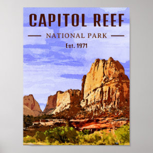 Poster Capitol Reef National Park Utah Desert Watercolor