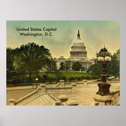 Poster Capitole des États-Unis depuis les marches de la b (Devant)
