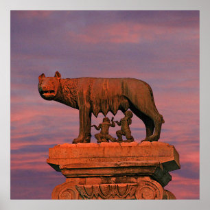 Poster Capitoline Wolf Rome Symbole Mythe Bronze Sculptur