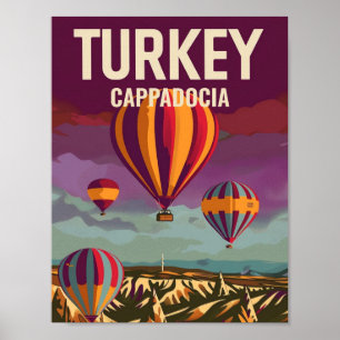 Poster Cappadoce Turquie Vintage célèbre lieu de voyage