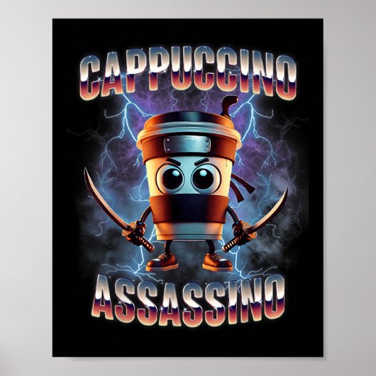 Poster Cappuccino Ino Brainrot Italien mème (Devant)