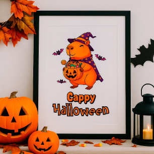 Poster Cappy Halloween Funny Capybara Sorcière Éffrayante