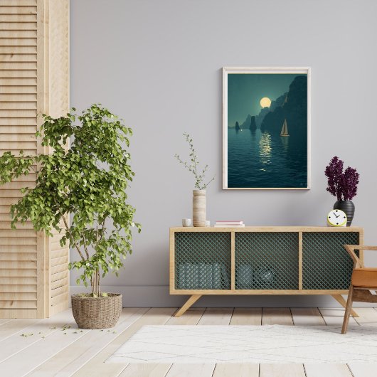 Poster Capri by Moonlight – Vintage Mediterranean Night 