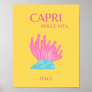 Poster Capri Dolce Vita, Art Voyage, Jaune