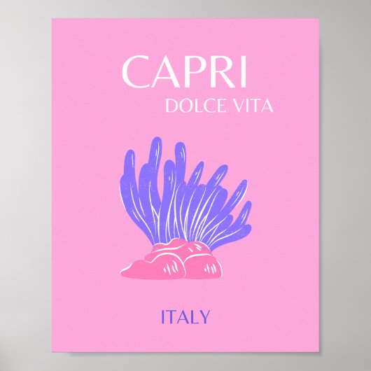 Poster Capri, Italie, Preppy, rose (Devant)