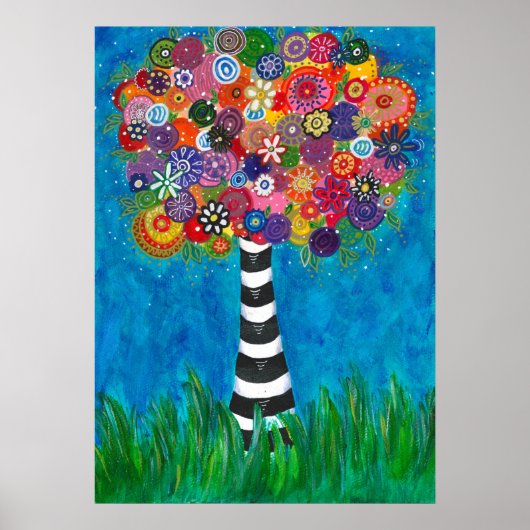 Poster Capricious Happy Colorful Tree Oeuvre originale (Devant)
