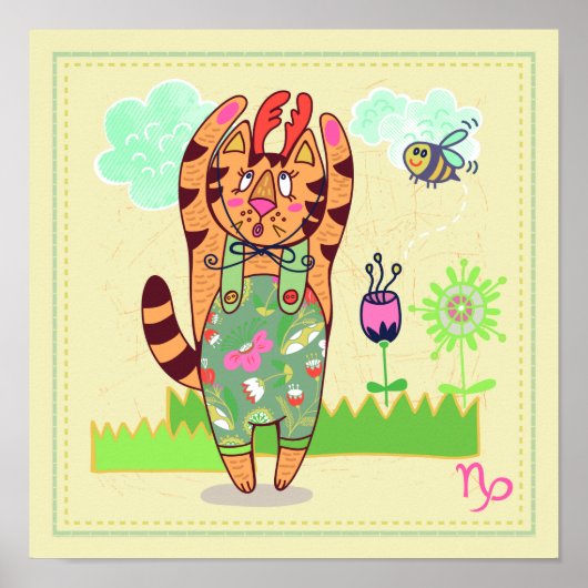 Poster Capricorn Chat Zodiac Nursery Imprimer (Devant)