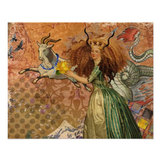 Poster Capricorn Femme Chèvre Whimsical Amusant (Devant)