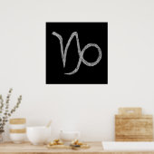 Poster Capricorn. Zodiac Astrology Sign. Black. (Cuisine)