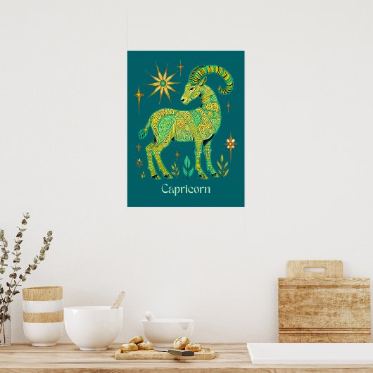Poster Capricorn Zodiac Connexion Motif complexe (Cuisine)