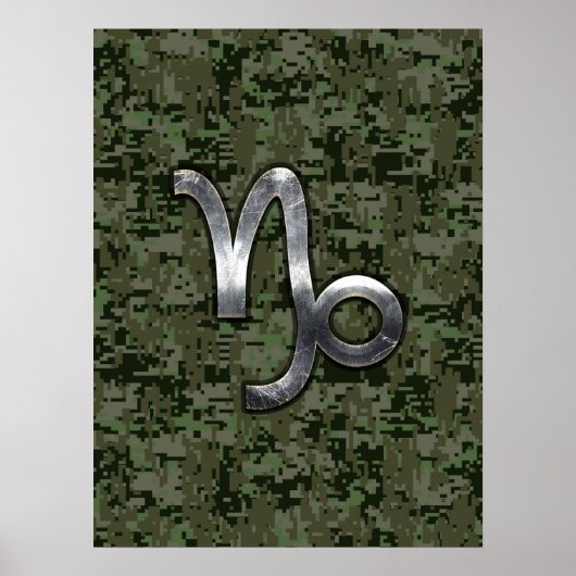 Poster Capricorn Zodiac Connexion vert olive camo numériq (Devant)