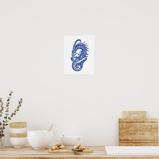Poster Capricorne bleu complexe Zodiac sur blanc (Cuisine)